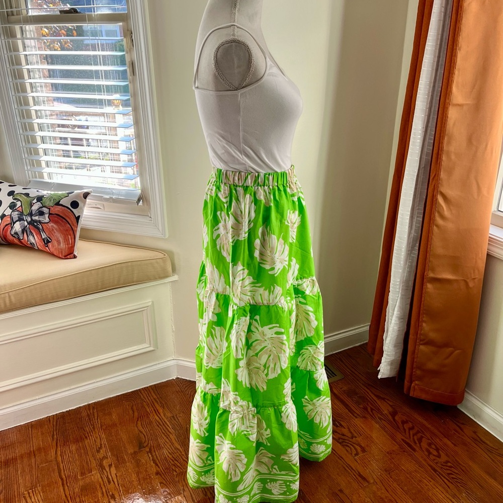 Green Leaf Print Maxi Skirt by Flying Tomato- NWOT - Picture 2 of 5